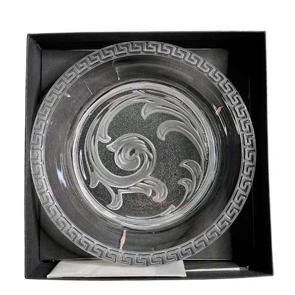 Versace x Rosenthal Arabesque Pattern Clear Crystal Glass Shallow Bowl - Picture 1 of 15
